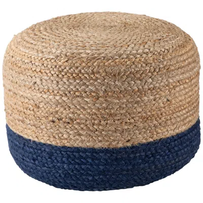 Jaipur Oliana Blue And Beige Ombre Cylinder Pouf Ottoman