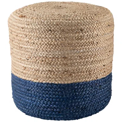 Jaipur Oliana Blue And Beige Ombre Cylinder Tall Pouf Ottoman