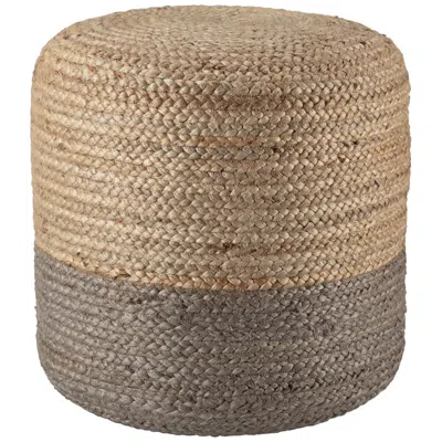Jaipur Oliana Taupe And Beige Ombre Cylinder Tall Pouf Ottoman
