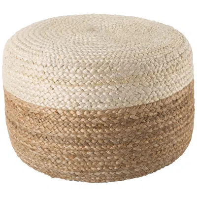 Jaipur Oliana White And Beige Ombre Cylinder Pouf Ottoman