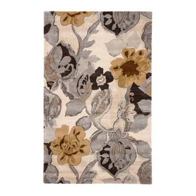 Jaipur Petal Pusher Bl65 5'x8' White And Gray Floral Area Rug