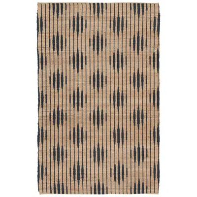 Jaipur Raya Atolia Ray01 2'6"x9' Natural And Navy Runner Area Rug