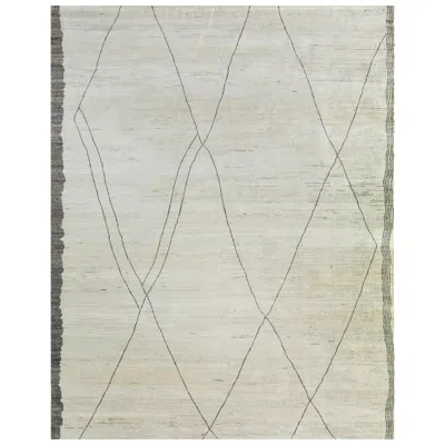 Pre-owned Jaipur Rugs 10x14 Feet Hand Knotted Carpet Wool Ivory Modern Moroccan And Tribal In White