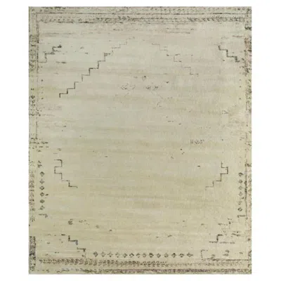 Pre-owned Jaipur Rugs 10x14 Feet Hand Knotted Carpet Wool Ivory Modern Moroccan Rug In White