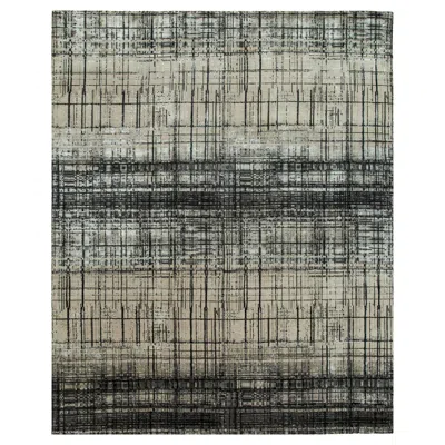 Pre-owned Jaipur Rugs 4x6 Feet Hand Knotted Carpet Wool And Bamboo Silk Grey & Black In Gray