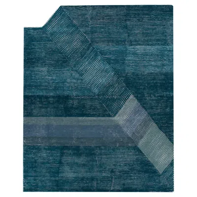 Pre-owned Jaipur Rugs 4x6 Feet Hand Tufted Carpet Wool And Viscose Modern Blue Rug