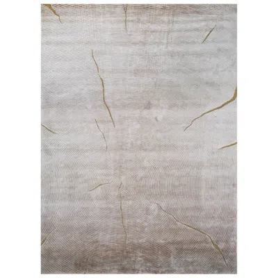 Pre-owned Jaipur Rugs 5x8 Feet Hand Knotted Carpet Bamboo Silk And Zari Ivory Modern Rug In White