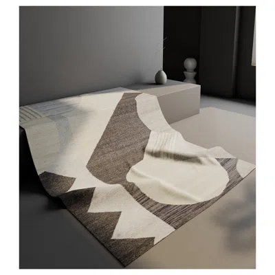 Pre-owned Jaipur Rugs 5x8 Ft Rug Geometric White Wool & Viscose Handmade Dhurrie Carpet