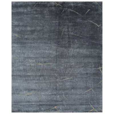Pre-owned Jaipur Rugs 6x9 Feet Hand Knotted Carpet Bamboo Silk And Zari Blue Modern Rug