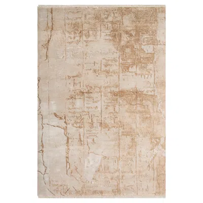 Pre-owned Jaipur Rugs 6x9 Feet Hand Knotted Carpet Wool And Bamboo Silk Beige And Brown