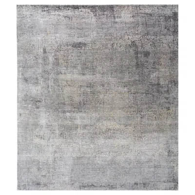 Pre-owned Jaipur Rugs 6x9 Feet Hand Knotted Carpet Wool And Bamboo Silk Grey And Black Rug In Gray