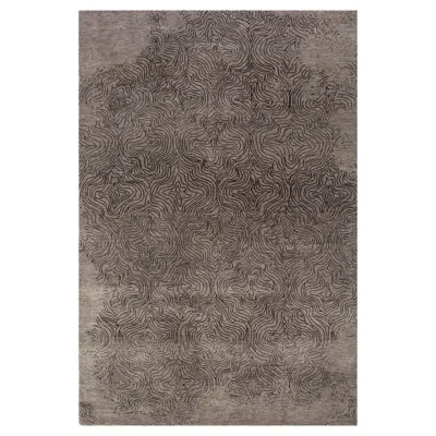 Pre-owned Jaipur Rugs 6x9 Feet Hand Knotted Carpet Wool And Bamboo Silk Grey And Black Rug In Gray
