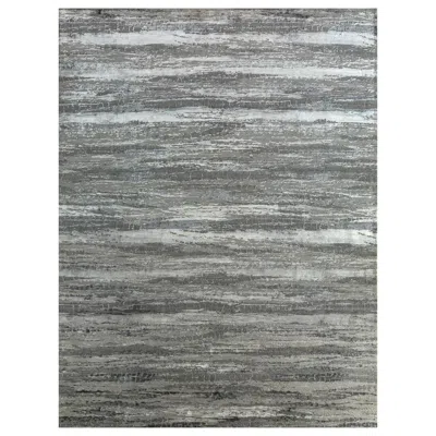 Pre-owned Jaipur Rugs 8x10 Feet Hand Knotted Carpet Wool And Bamboo Silk Grey & Black Rug In Gray