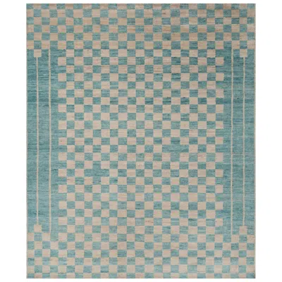 Pre-owned Jaipur Rugs 8x10 Feet Hand Knotted Carpet Wool And Jute Modern Blue Rug