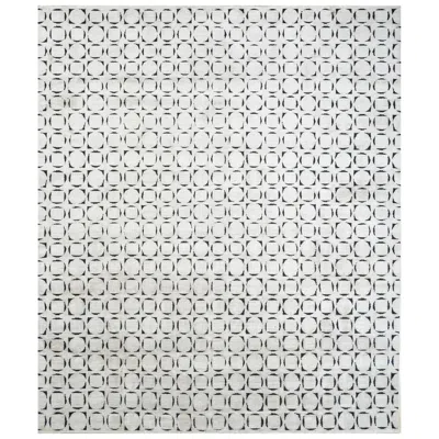 Pre-owned Jaipur Rugs 8x10 Feet Hand Knotted Carpet Wool & Silk Ivory Modern Abstract Rug In White