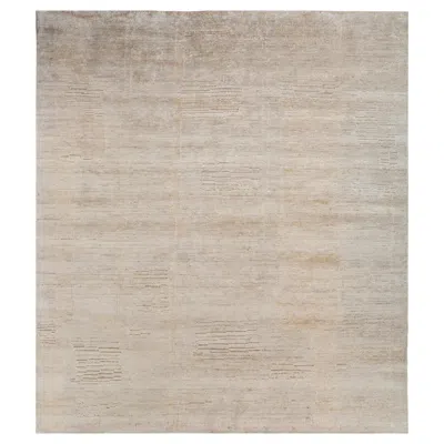 Pre-owned Jaipur Rugs 8x10 Feet Hand Knotted Carpet Wool And Silk Modern Ivory Rug In White