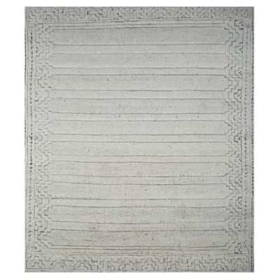 Pre-owned Jaipur Rugs 8x10 Feet Hand Knotted Carpet Wool Ivory Modern Moroccan Rug In White