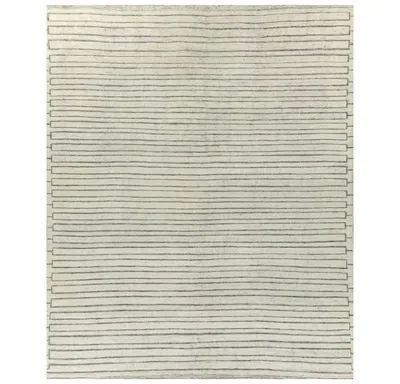 Pre-owned Jaipur Rugs 8x10 Feet Hand Knotted Carpet Wool Ivory Modern Moroccan Tribal Rug In White