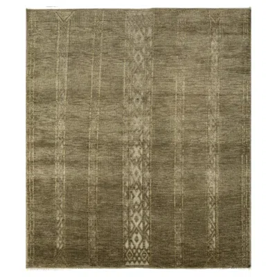 Pre-owned Jaipur Rugs 8x10 Ft Hand Knotted Rug In Deep Green, Elegant Solid Design With Subtle Texture In Brown