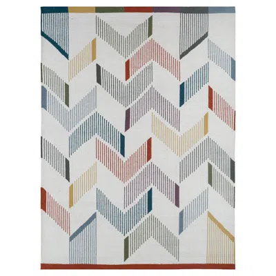 Pre-owned Jaipur Rugs Arfa Modern 5'6x8 Ft Rug Abstract White Wool Handmade Dhurrie Carpet
