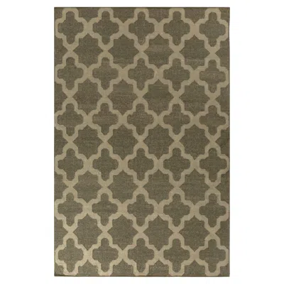 Pre-owned Jaipur Rugs Arfa_azalea 5x8 Ft Rug Geometric Olive Wool & Viscose Handmade Dhurrie Carpet In Brown