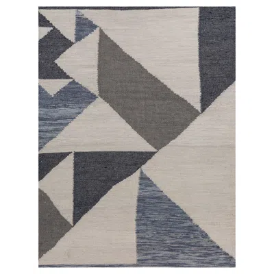 Pre-owned Jaipur Rugs Arfa_azalea Modern 5'3x7'6 Ft Rug Geometric Silver Ash Handmade Dhurrie Carpet