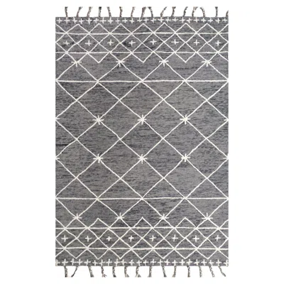 Pre-owned Jaipur Rugs Contour Modern 5x8 Ft Rug Geometric Ebony Slate Wool Hand Tufted Carpet In Gray