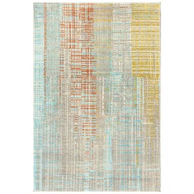 Pre-owned Jaipur Rugs Lagoon Ripples Ashwood & Jamaican Aqua 195x295 Cm Hand Knotted Rug In Sand