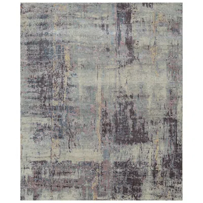 Pre-owned Jaipur Rugs Sunset Sorbet Abstract Ivory & Purple Ash 8x10 Feet Handknotted Rug For Bedroom In White