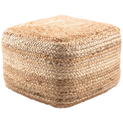 Jaipur Sangam Beige Solid Cuboid Pouf Ottoman