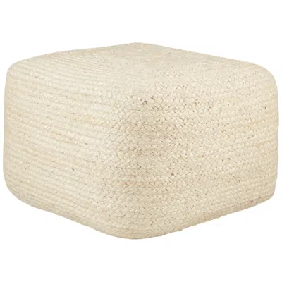 Jaipur Sangam Ivory Solid Cuboid Pouf Ottoman