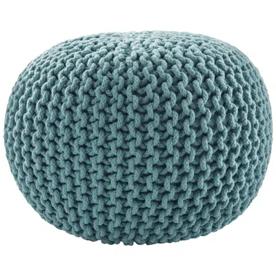 Jaipur Spectrum Pouf Textured Aqua Round Pouf Ottoman