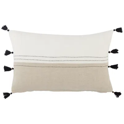 Jaipur Taiga Yamanik White And Beige Stripes 21"x13" Throw Pillow