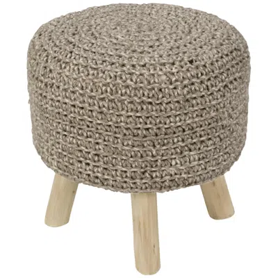 Jaipur Westport Pumice Stone Wool With Wooden Legs Ottoman