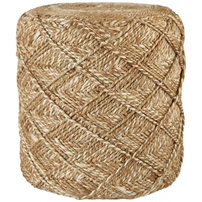 Jaipur Ystad Natural Beige And White Cylinder Pouf Ottoman