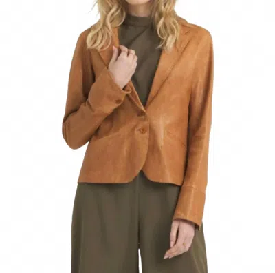 Jakett Amelia Wrinkled Leather Blazer In Au Lait In Orange