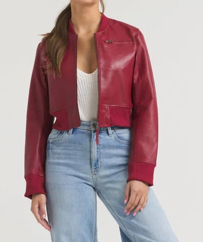 Jakett Collins Stonewash Leather Jacket In Red In Burgundy