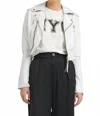 Jakett Erin Burnished Leather Jacket In White/gold In White