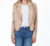 Jakett Harley Floral Leather Jacket In White In Brown