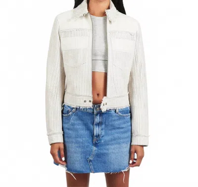 Jakett Hayden Perforated Vintage Leather Jacket In Coconut In White