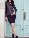 Jakett Lana Skirt Washed Leather Jacket In Blk