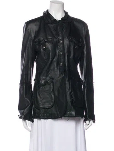 Pre-owned Jakett Leather Biker Jacket In Black