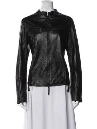 Pre-owned Jakett Leather Biker Jacket In Black