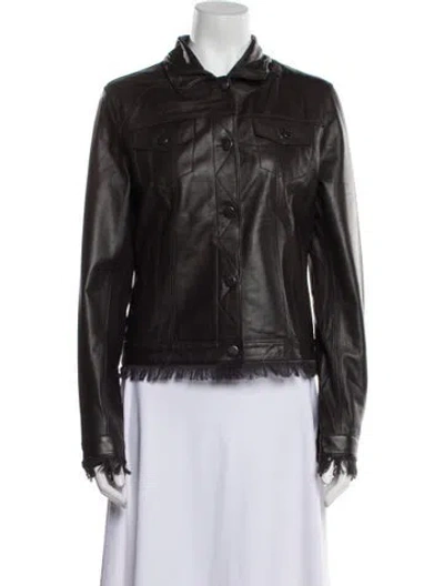 Pre-owned Jakett Leather Biker Jacket In Brown