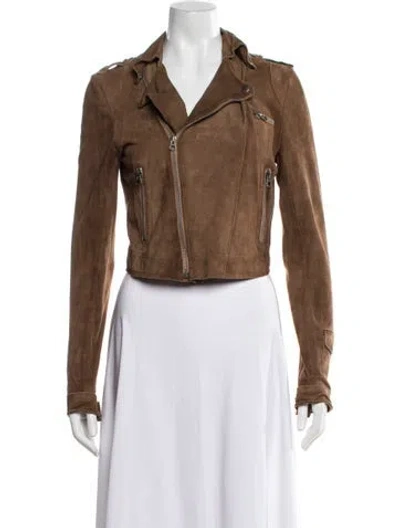 Pre-owned Jakett Leather Biker Jacket In Brown