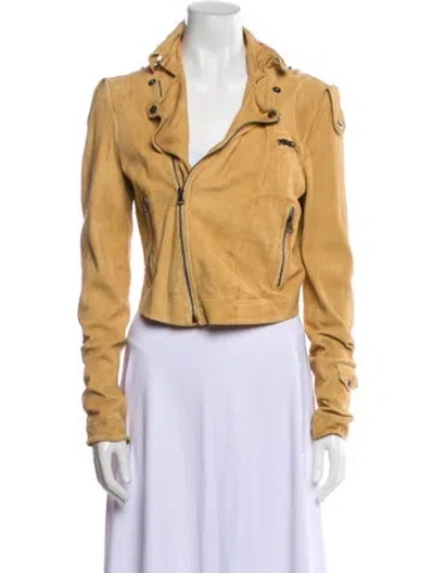 Pre-owned Jakett Leather Biker Jacket In Neutral