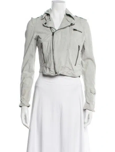 Pre-owned Jakett Leather Biker Jacket In Neutrals
