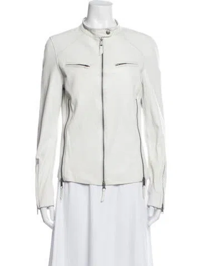 Pre-owned Jakett Leather Biker Jacket In Neutrals