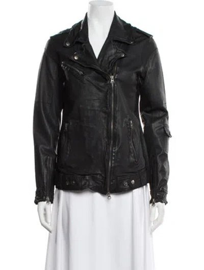 Pre-owned Jakett Leather Biker Jacket W/ Tags In Black