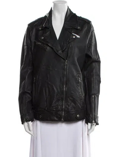 Pre-owned Jakett Leather Biker Jacket W/ Tags In Black